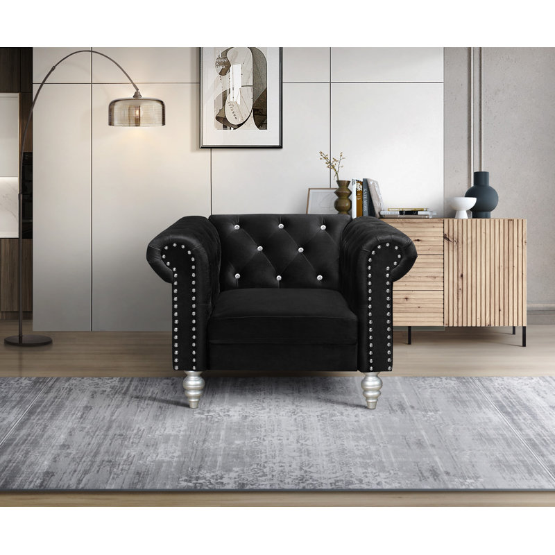 Fauteuil club Jacameron, Velours noir