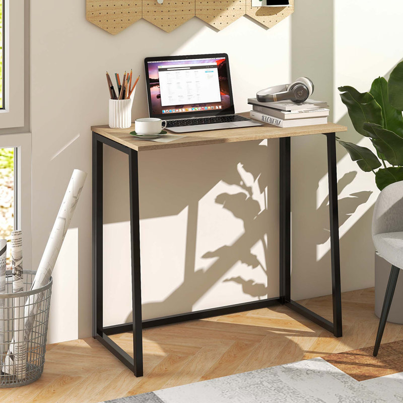 Jenedy Metal Base Writing Desk, Natural