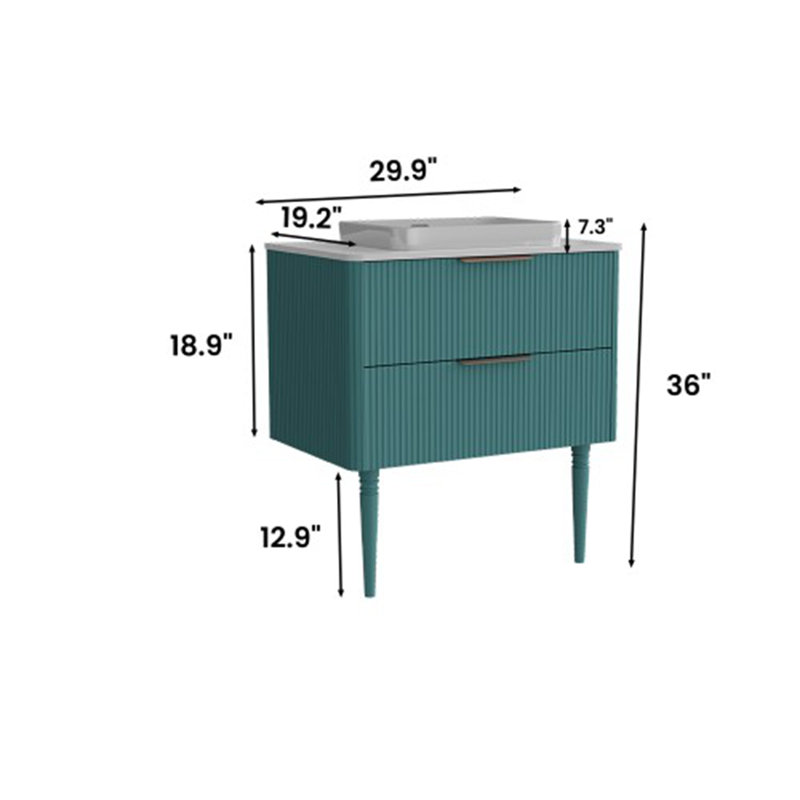30" Bathroom Vanity with Ceramic Sink, Aqua