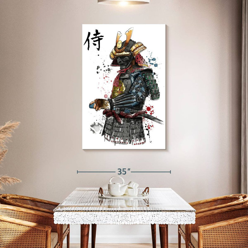 Aquarelle Mait Samurai, H 48 po x l 32 po