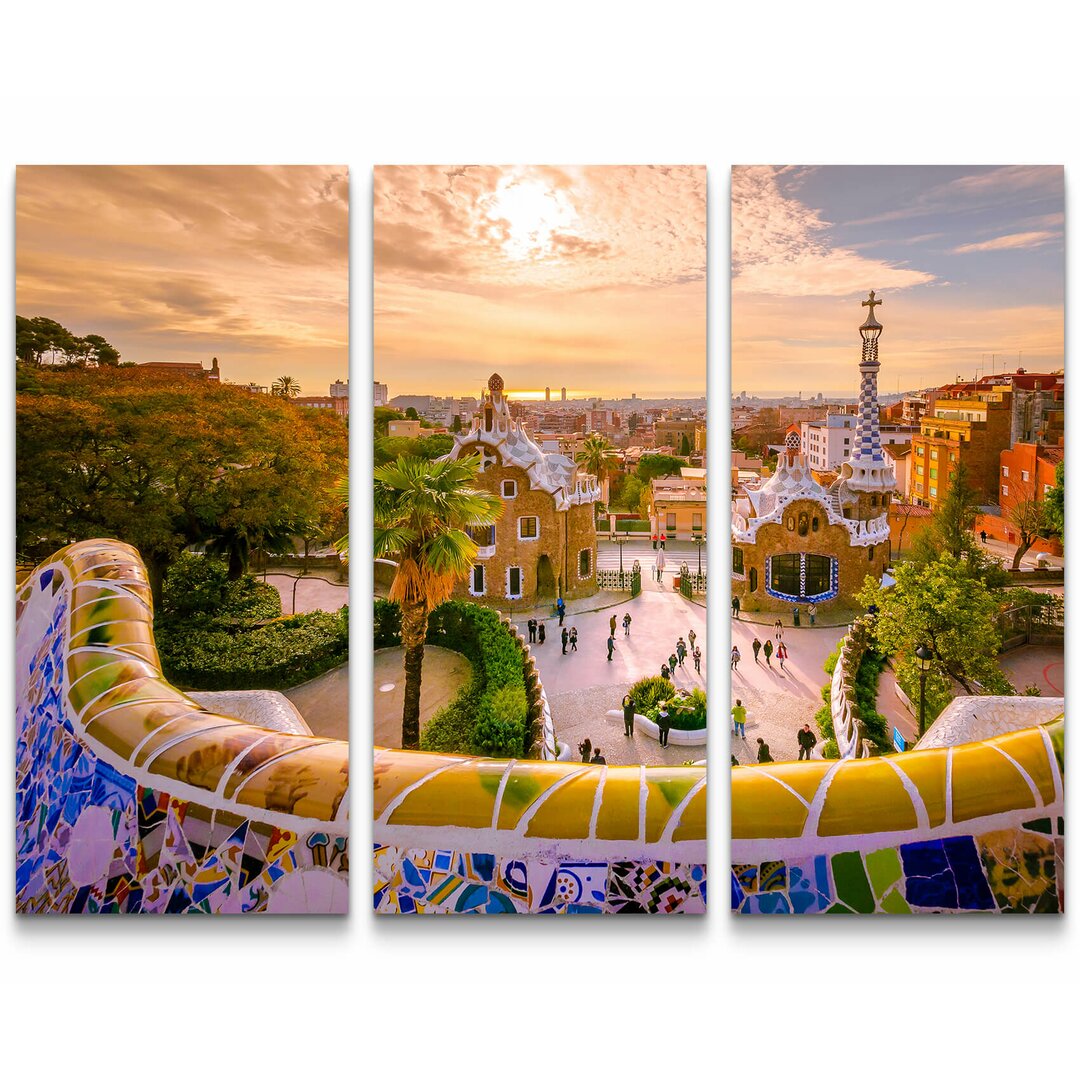 3-tlg. Leinwandbilder-Set Park Guell - Barcelone, Spanien