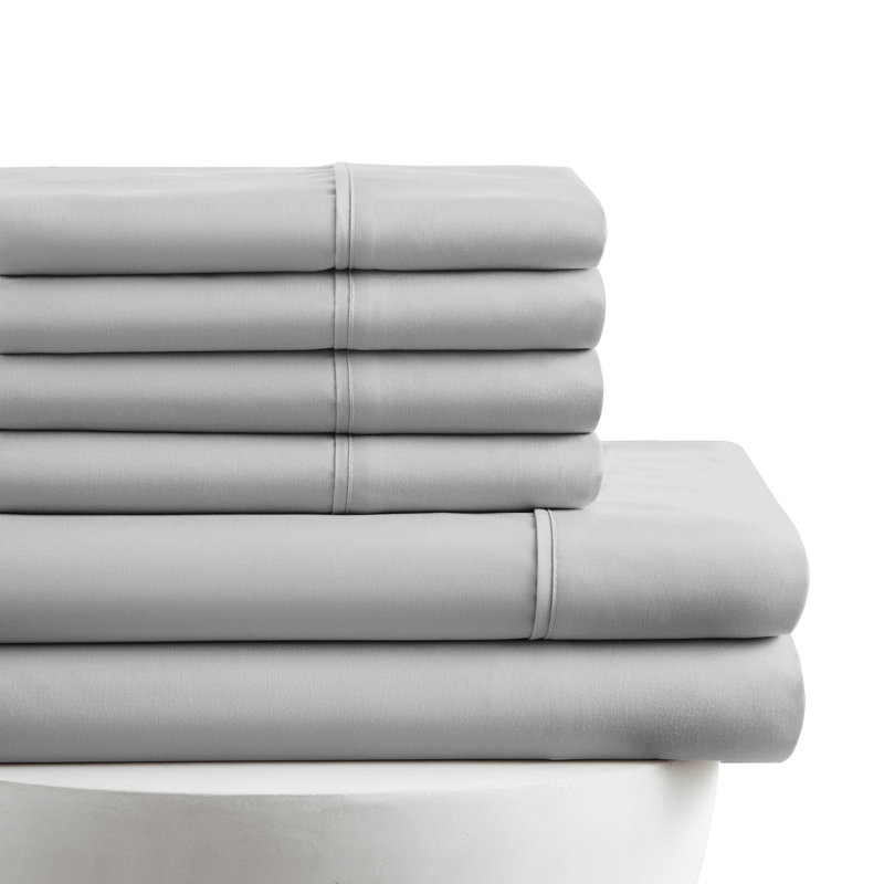 Microfiber Sheet Set, Queen Sheet Set + 1 Fitted Sheet + 4 Pillowcases, Gray