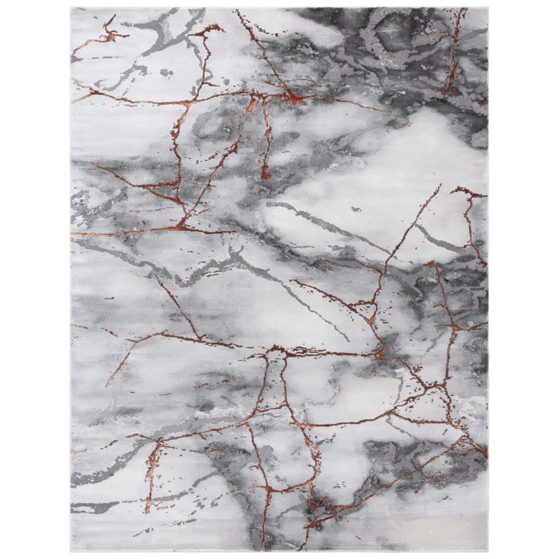 John-Paul Craft Performance Abstract Rug, Rectangle 2'3" x 4', Grey/Orange