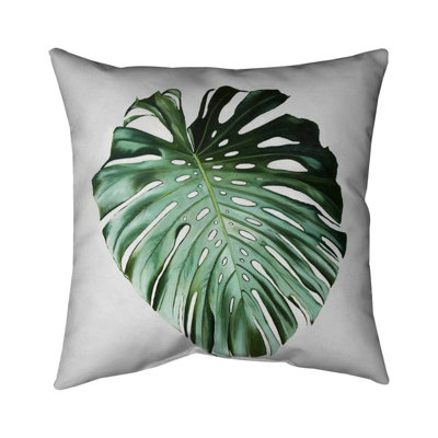 Monstera leaf - 18"x18" Outdoors Throw pillow - Spun poly - Print on demand