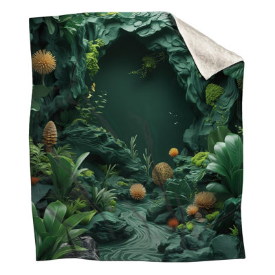 Lush Green Forest Scene Blankets