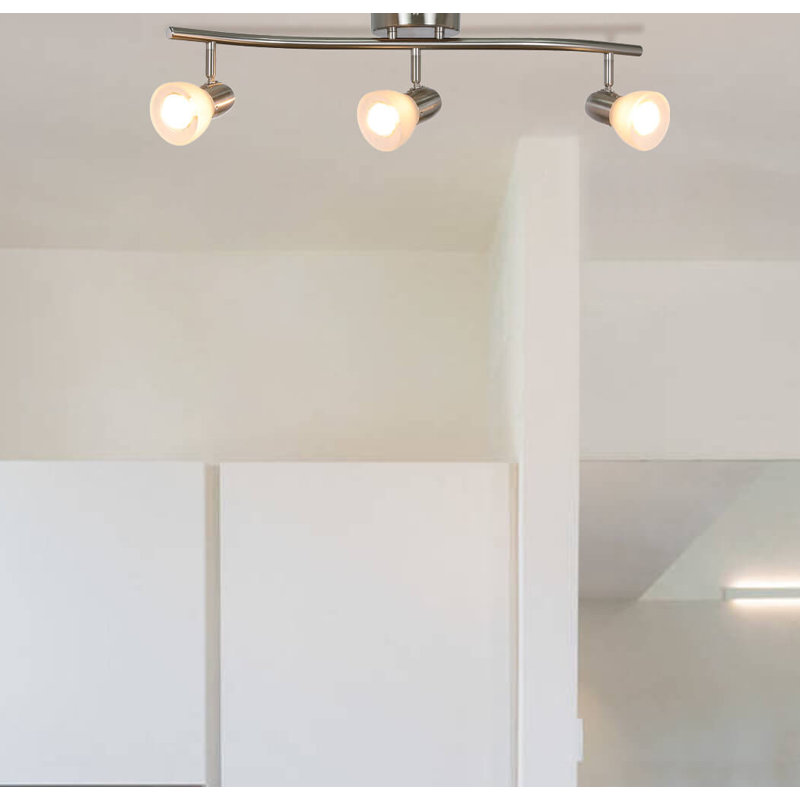 Xinbei Lighting Track Light, 3 Light Kitchen Track Lighting, Modern S-Shaped Ceiling Track Light Bar, Brushed Nickel