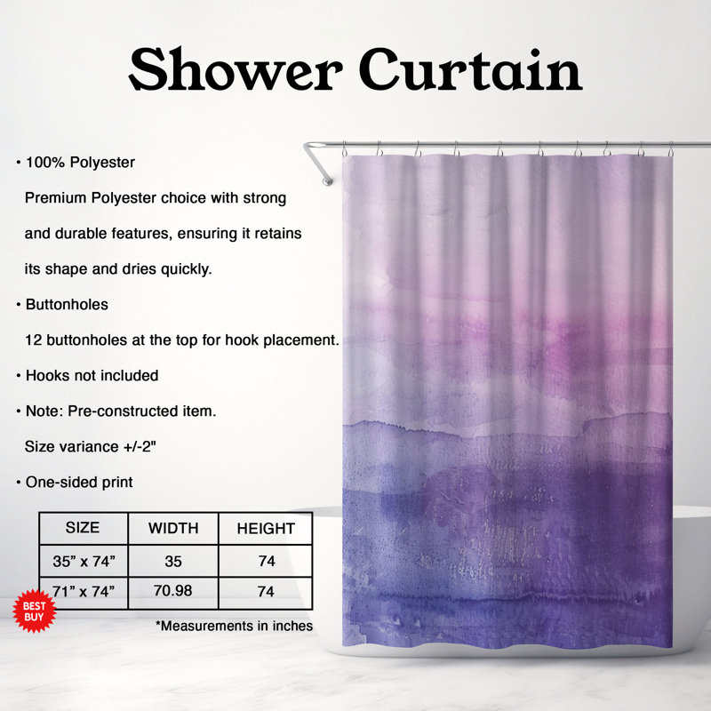 Rideau de douche standard 1 pièce, H 74 po x l 35 po
