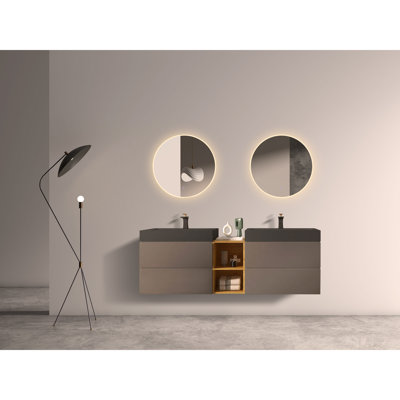 Meuble-lavabo mural 72 po avec lavabo double et tablette ouverte