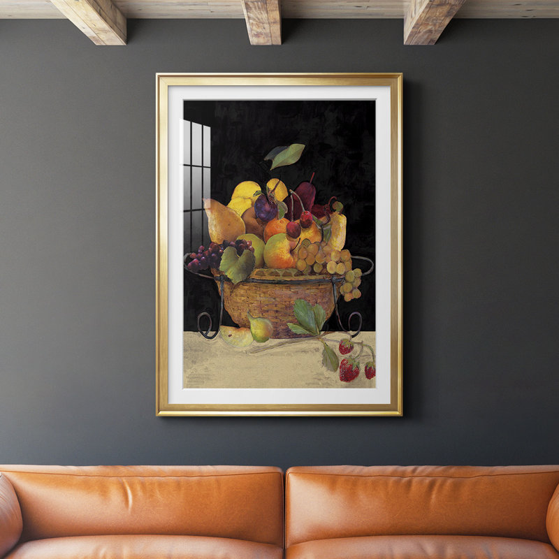" Fruit Basket II Revisit " Painting Print, Gold Frame Canvas, 42.5" H x 30.5" W x  1" D