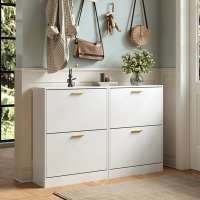 Shoe Cabinet With 4 Flip Drawers, Free Standing Shoe Rack Organizer