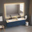 Miroir de salle de bain 48 pouces à DEL avec façade et rétroéclairage, miroir de meuble-lavabo mural avec cadre en aluminium, anti-buée, mémoire, gradation continue-1743213791
