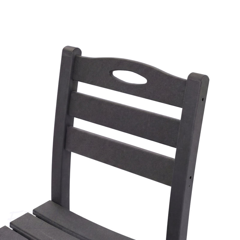 Gray HDPE Armless Outdoor Dining Chair For Patio, Deck, Porch, And Backyard, Durable And Space-Saving Design, Gray