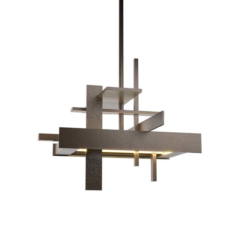 Planar 8.4" H 1 - Light Kitchen Island Geometric LED Pendant, Bronze, Multi: 13.4" to 58.4", None