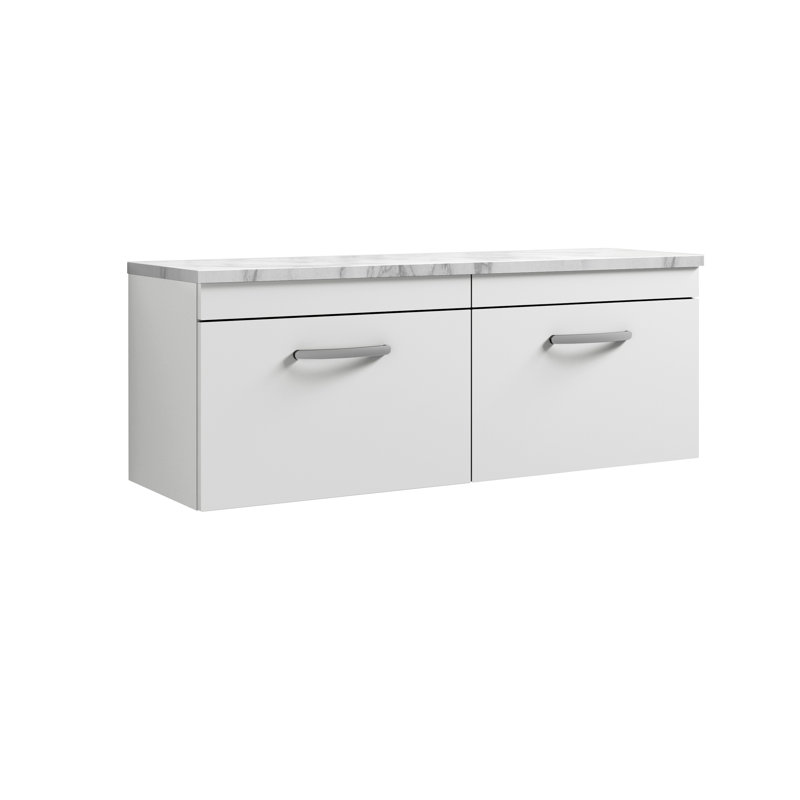 Athena 120.5cm Double Bathroom Vanity Base Only, Gloss White
