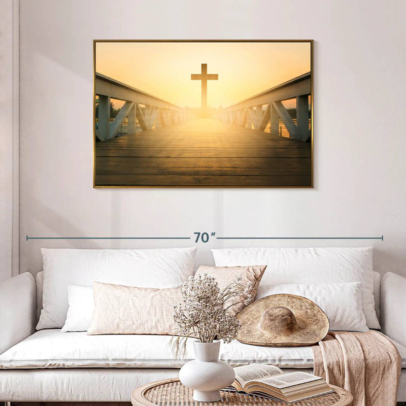 Au-delà de la croix, Cadre flottant doré, 43 po x 29 po