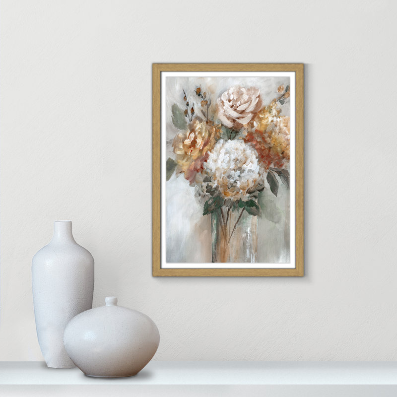 Automne doré par - peinture encadrée, H 23 po x l 17 po x P 0,75 po, Noyer