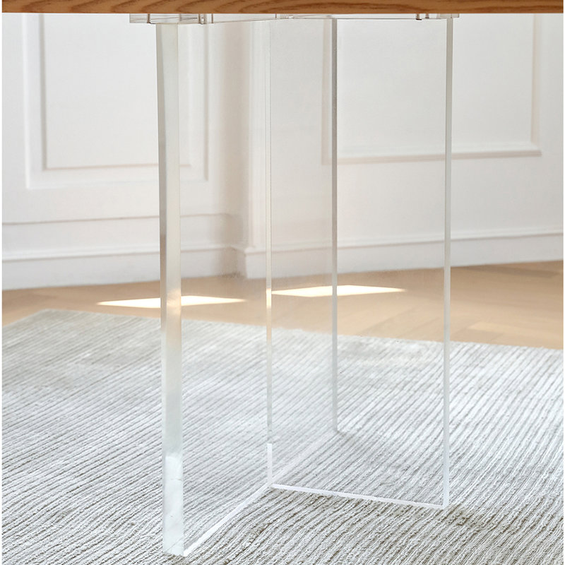 Ensemble de table à manger moderne en bois massif et acrylique, H 29,5 po x L 70,8 po x l 35,4 po