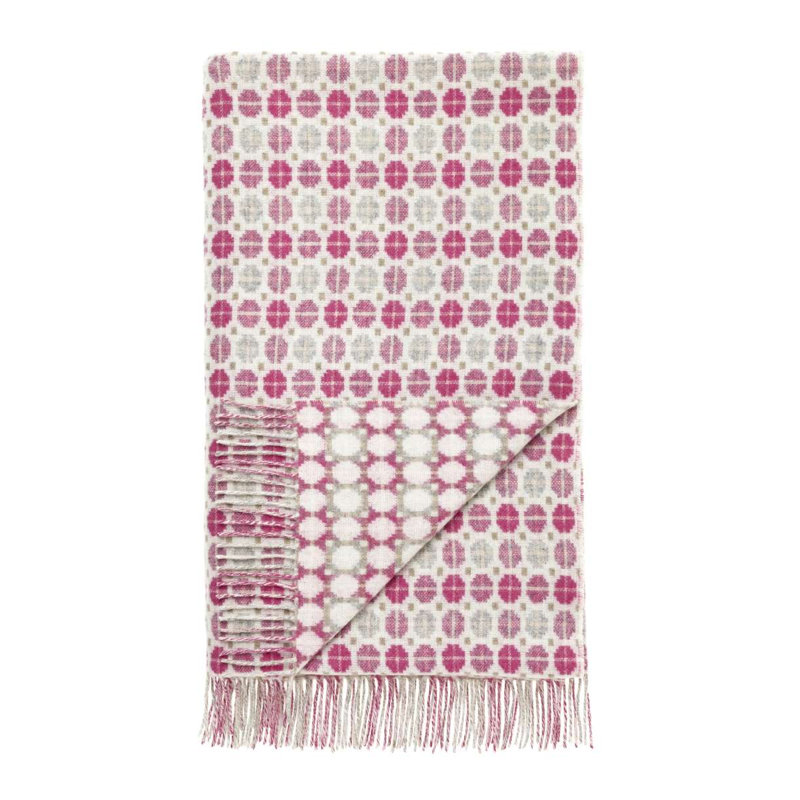 Jeté tissé en laine d'agneau Merino, Rose abstrait