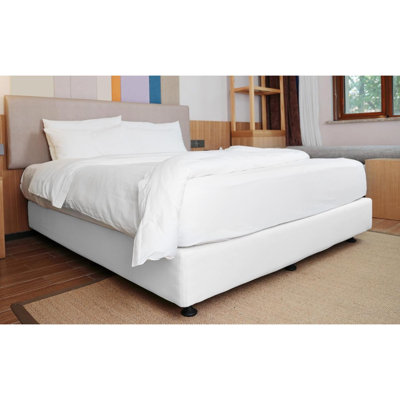 Housse de sommier pour grand lit - jupe de lit 4 pièces en tricot et extensible en jersey pour hôtel et maison - grand / grand XL