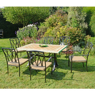 HAMPTON Dining Table with 6 ASCOT Chairs Garden Set