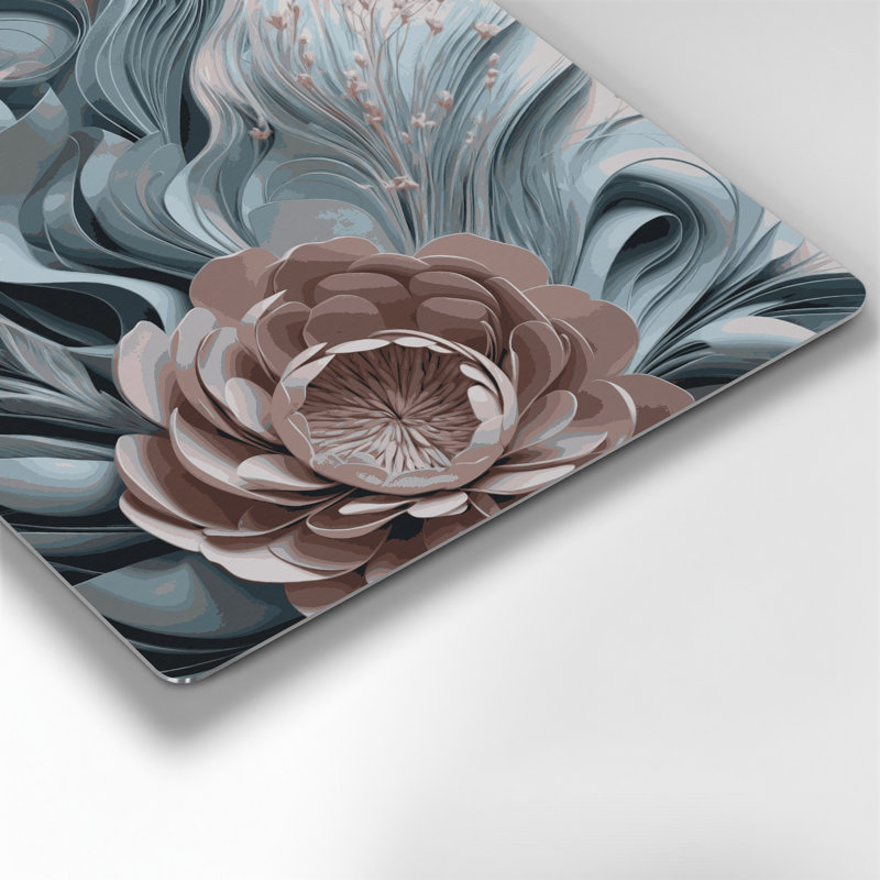 Abstrait floral 71, art mural gris en métal, H 12 po x l 12 po
