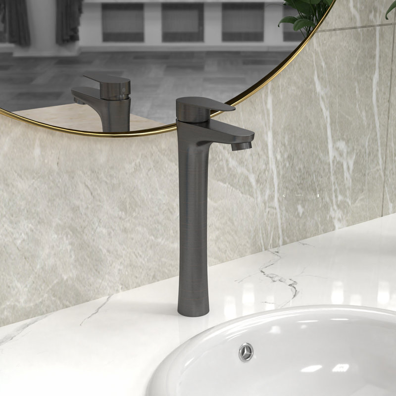 Robinet de lavabo de salle de bain monocorps et monocommande, Bronze huilé