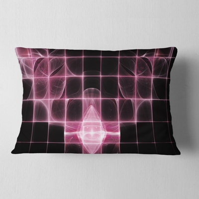 Pink Bat Outline on Radar - Abstract Printed Pillow