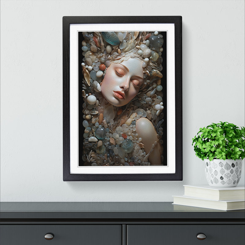Pebbles Baroque 1 Piece Single Picture Frame Wall Art, 64cm H x 46cm W x 2cm D, Black
