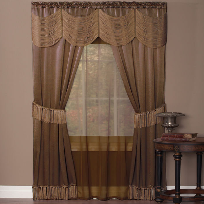 Mortimer Semi Sheer Curtain Pair, 56" W x 63" L, Taupe