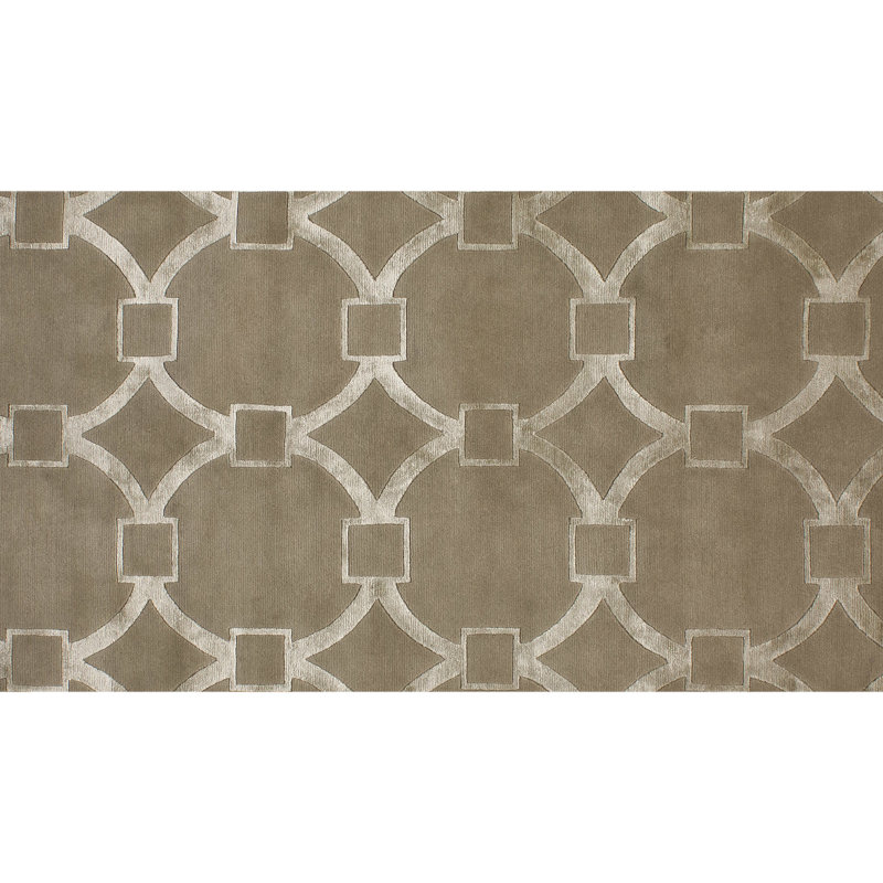 Geometric Area Rug in Brown/Silver, Rectangle 8' x 10'