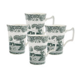 Heritage Green Italian 10 Oz. Cottage Mugs, Set of 4