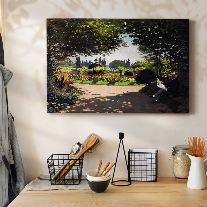 Adolphe Monet lisant dans le jardin, 1866, toile tendue avec châssis, H 12 po x l 18 po