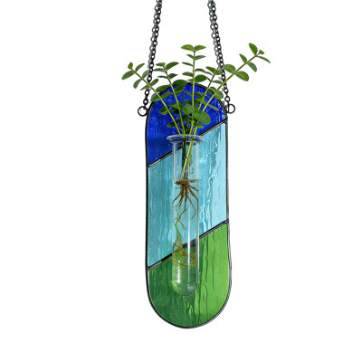Vitrail station de propagation de plantes Suncatcher, pot de fleurs en verre suspendu pour plantes hydroponiques, décoration murale fenêtre Boho