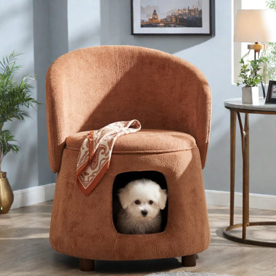 Accent Chairs with Storage, Acacia Wood Legs, Modern Pet Nook for Home