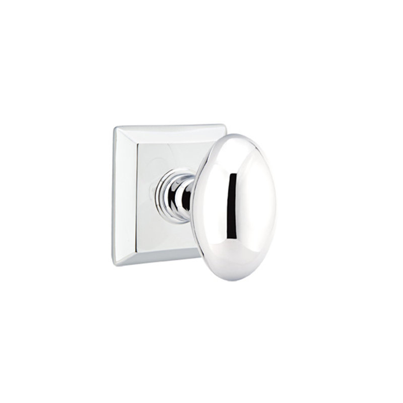 Ensemble de boutons de passage Emtek avec rosette Quincy et bouton d'œuf, Chrome poli