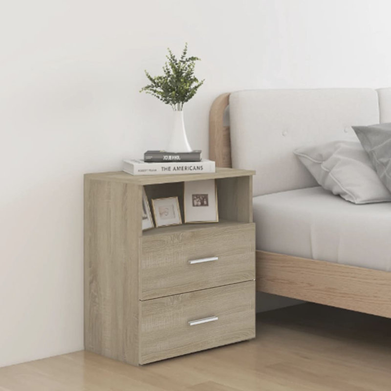 Govanny 50cm W Particle Board / Chipboard Bedside Table, Beige