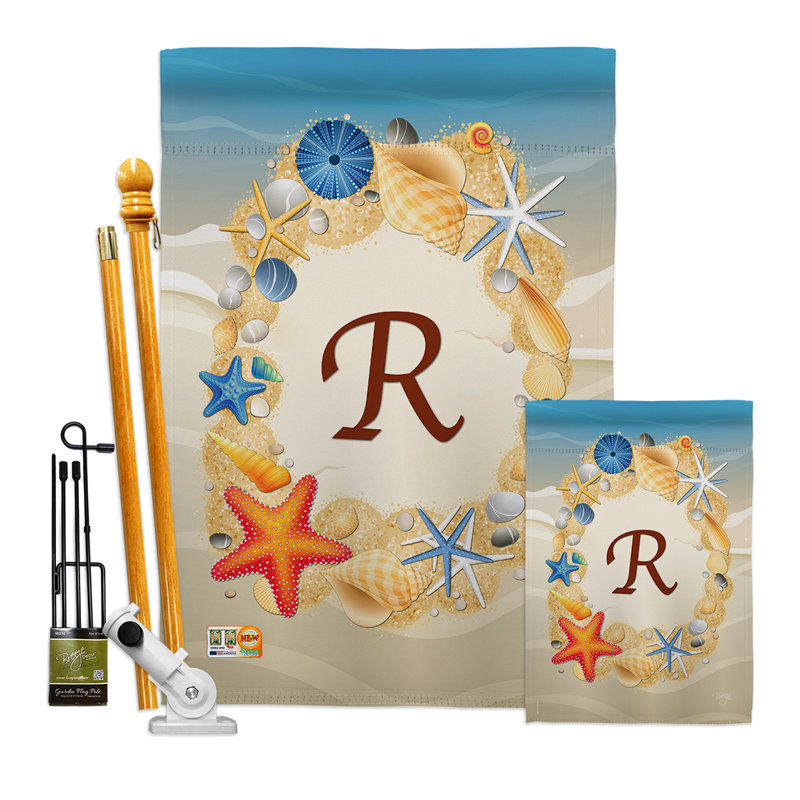 Ensemble de drapeaux en polyester à 2 côtés Summer Initiale 40 po x 28 po, R
