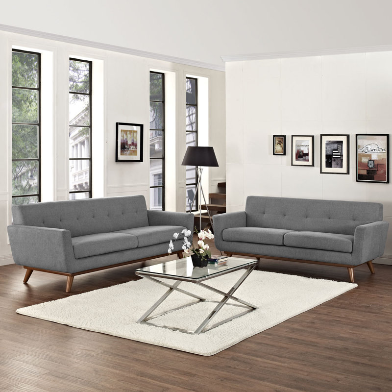 Modway Engage Loveseat and Sofa Set, Expectation Gray Polyester Blend