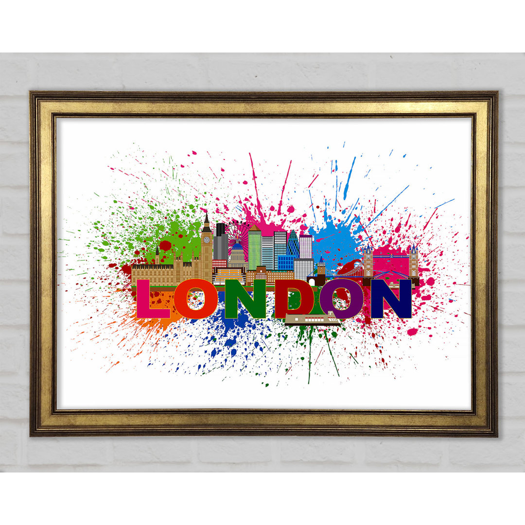 Regenbogen London Splash 3 Gerahmter Druck