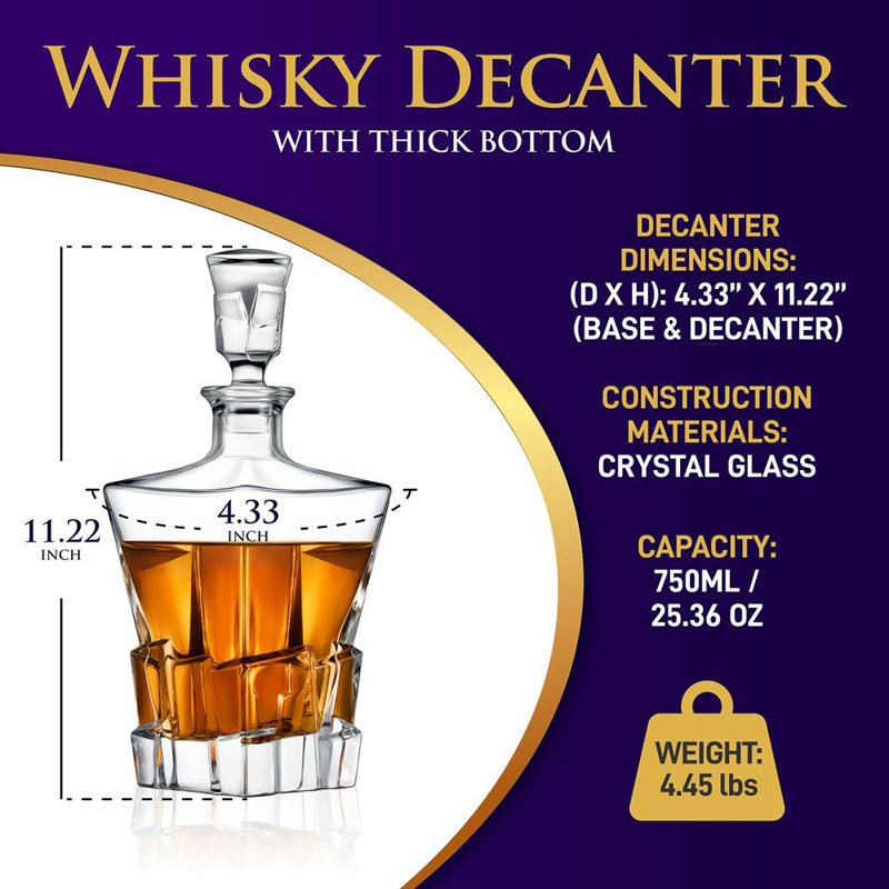 Francheska 25.36oz. Glass Whiskey Decanter