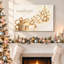 Toile de Noël dorée et ruban rougeoyant, art mural sur toile de Noël-954595983