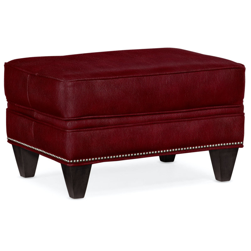Reddish Ottoman, Gunmetal, Plantation, Anilina Hunter Genuine Leather