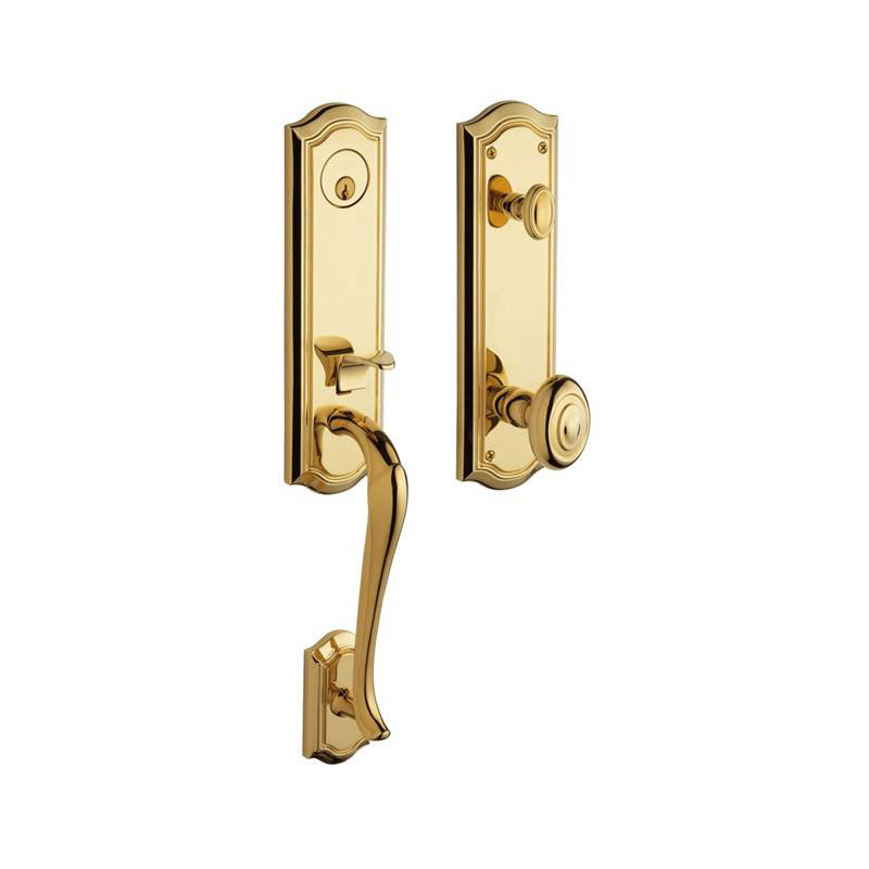 Bethpage Handleset with Single Cylinder Deadbolt and Door Knob and Rosette, Yes, Keyed Alike, Lifetime (PVD) Polished Brass