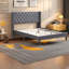 Lit tapissier moderne en velours, support en bois massif, grand lit pour la maison