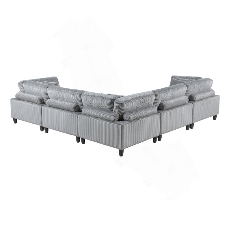Ensemble modulaire 5 pièces 5 pièces Modular Velours côtelé gris 2X Fauteuils