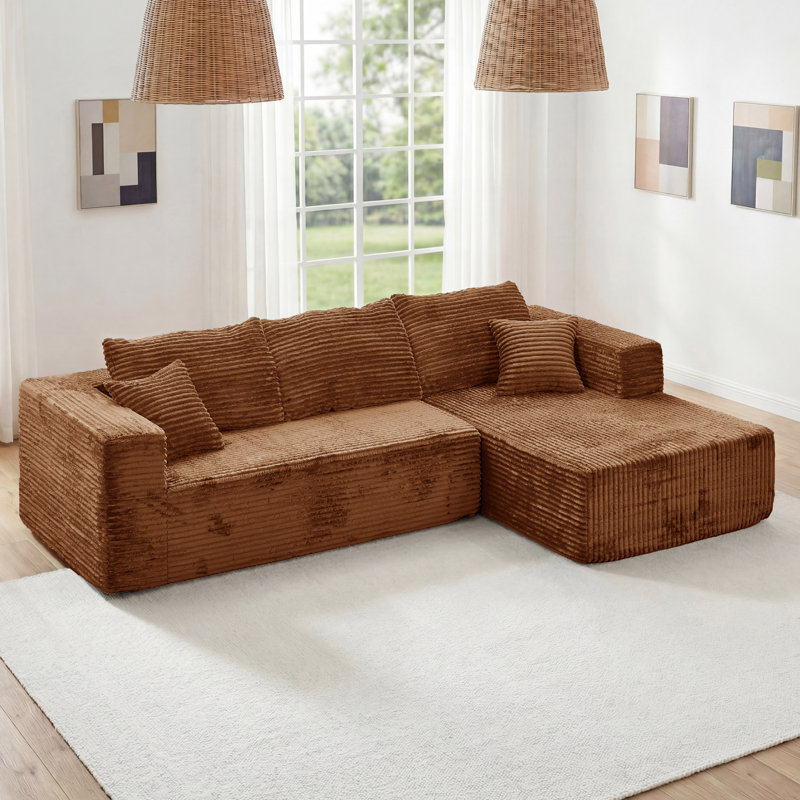 Canapé modulaire à compression de 108,66 po Kapellen, Brun, Orienté à droite