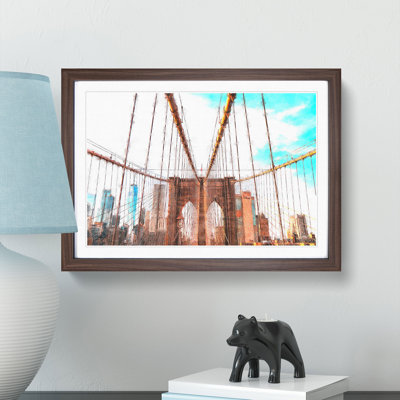 Brooklyn Bridge New York City Painting 1 Piece Single Picture Frame Wall Art on MDF