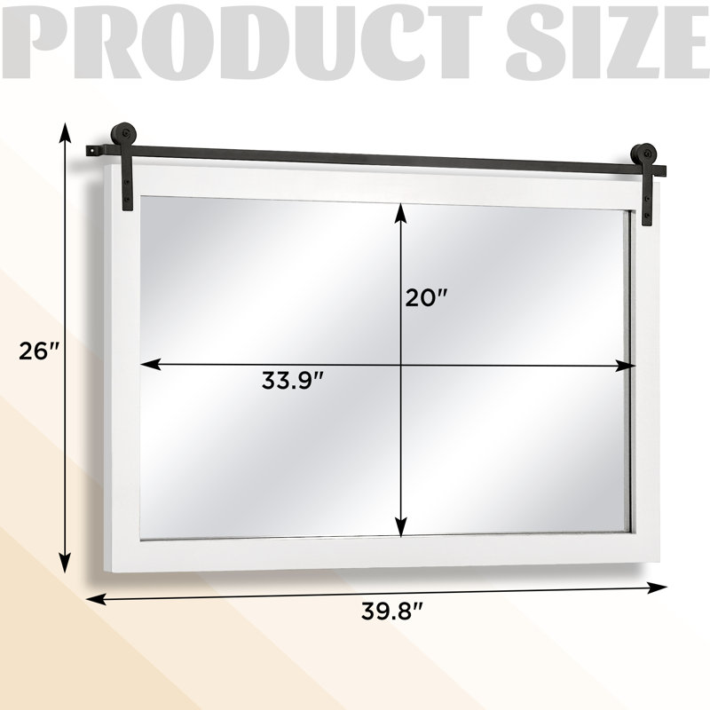  Miroir d'appoint rectangulaire moderne, Blanc, 26 po x 40 po