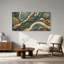 Tableau sur toile à motif floral abstrait or turquoise-2024572805