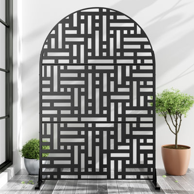 71"x47" Black Metal Outdoor Privacy Screen